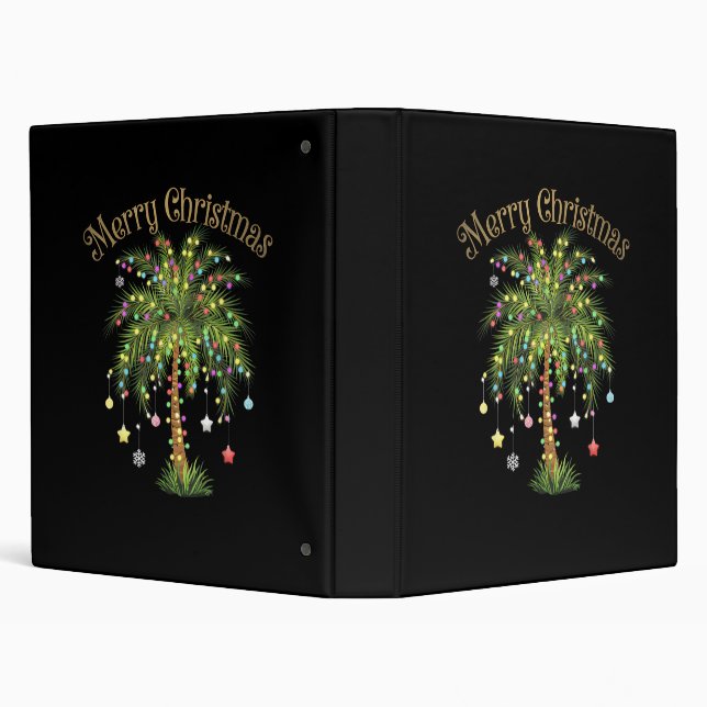 Merry Christmas Palm Tree Light New Year Tropical  Binder (Background)