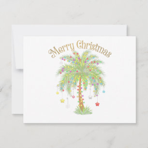 Merry Christmas Palm Tree Light New Year Tropical  Holiday Card