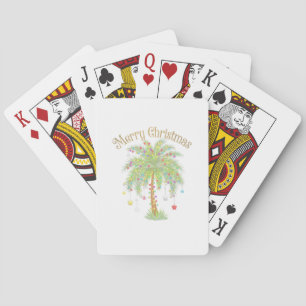 Merry Christmas Palm Tree Light New Year Tropical  Playing Cards