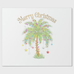 Merry Christmas Palm Tree Light New Year Tropical Wrapping Paper