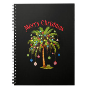 Merry Christmas Palm Tree Light Tropical Christmas Notebook