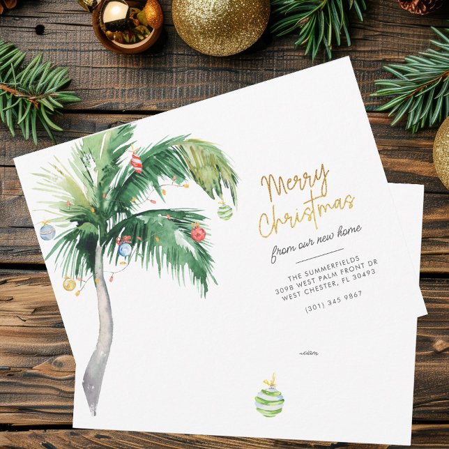 Merry Christmas Palm Tree Moving Announcement (Merry Christmas Tropical Palm Tree Holidays Moving Announcement)