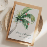 Merry Christmas Palm Tree Tropical Coast Holiday Card<br><div class="desc">A modern stylish holiday flat greeting card with modern and handwritten script typography featuring a decorated Palm Tree. Easily customize this card by clicking the "Personalize" button.</div>