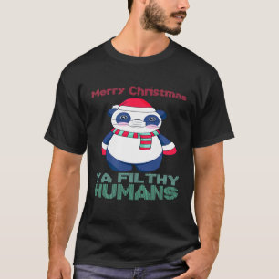 Merry Christmas Panda Bear Face Mask  Panda Santa  T-Shirt