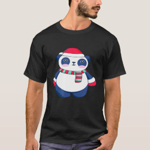 Merry Christmas Panda Bear  Panda W Santa Hat Xmas T-Shirt