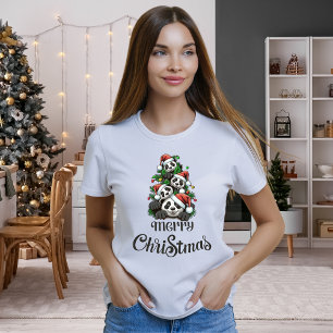 Merry Christmas Panda Family T-Shirt 