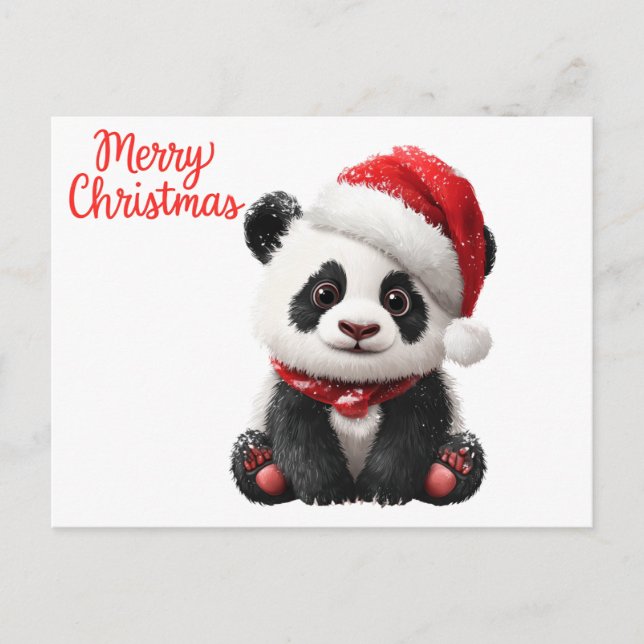 Merry Christmas Panda Postcard (Front)
