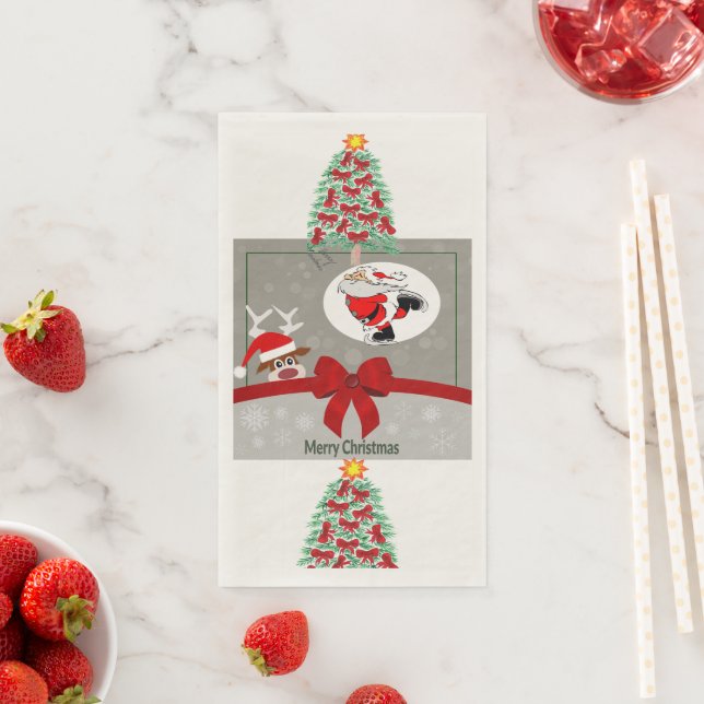  Merry Christmas Paper Napkin with Christmas Tree  (Insitu)
