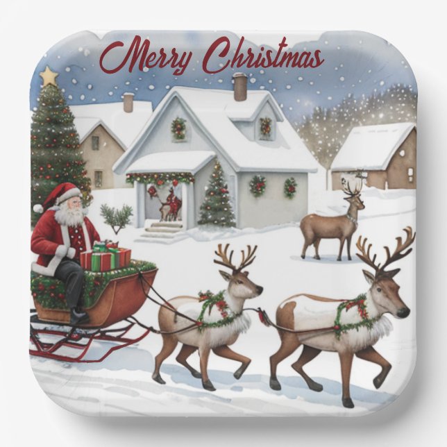 Merry Christmas Paper Plate (Front)