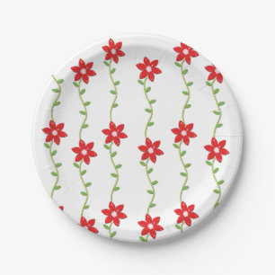 Merry Christmas Paper Plates, Poinsettia  Paper Plate