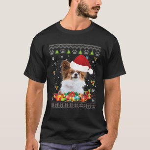 Merry Christmas Papillon Dog Ugly Sweater Santa Cl
