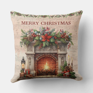 Merry Christmas Parisian Charm Throw Pillow