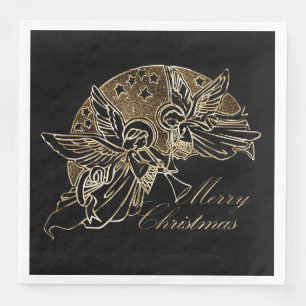 Merry Christmas Party Angels Playing Trumpet Napkin