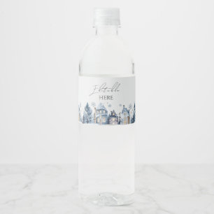 Merry Christmas party greeting Water Bottle Label