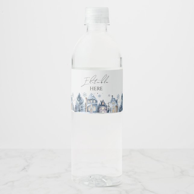 Merry Christmas party greeting Water Bottle Label (Front)