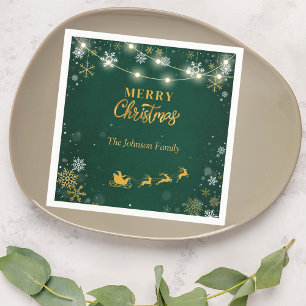 Merry Christmas Party Snowflakes and Santa  Napkin