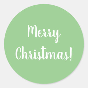 Merry Christmas Pastel Green Classic Round Sticker