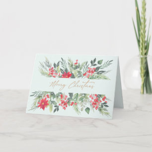 Merry Christmas, pastel watercolours folded Card
