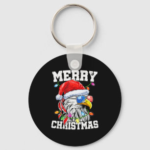 Merry Christmas Patriotic Usa Patriotic Santa Bald Keychain