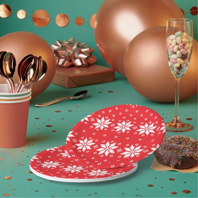 Merry Christmas pattern 5 Paper Plate (Multi)
