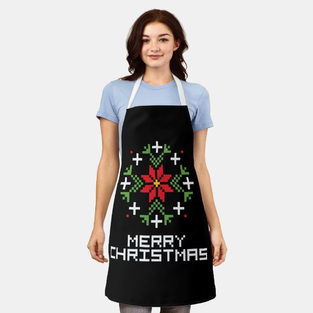 Merry Christmas pattern 6 Apron (Worn)
