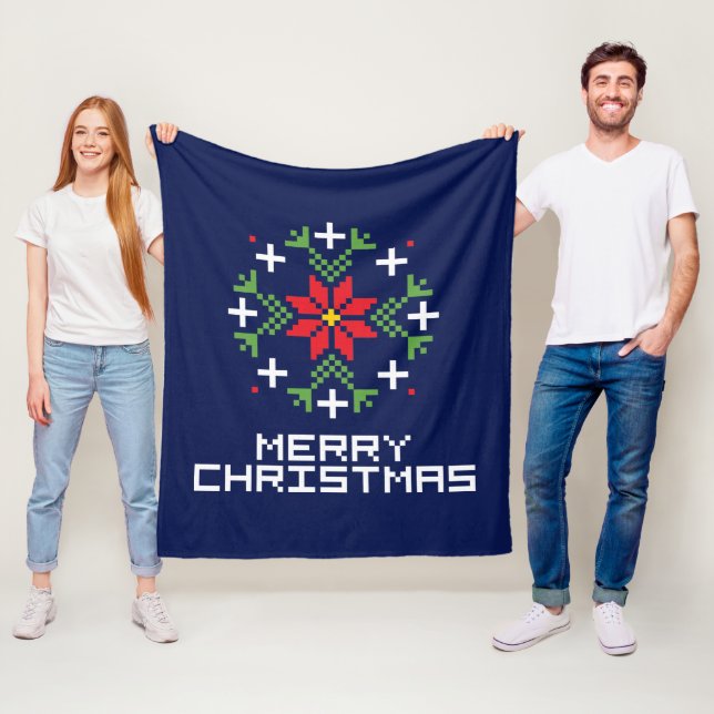 Merry Christmas pattern 6 Fleece Blanket (In Situ)
