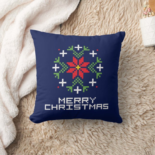Merry Christmas pattern 6 Throw Pillow (Blanket)