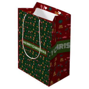  Merry Christmas Pattern Elegant  Medium Gift Bag