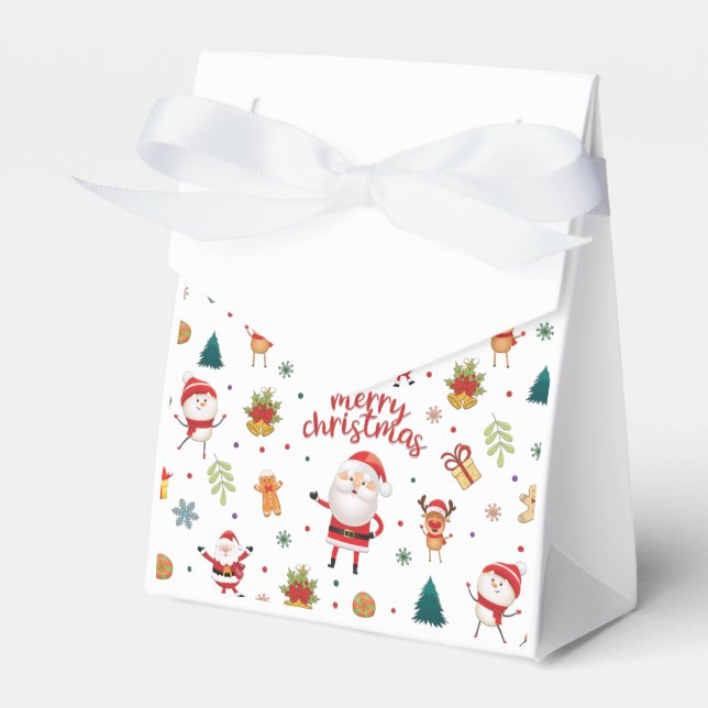 Merry Christmas Pattern Favor Box (Front Side)