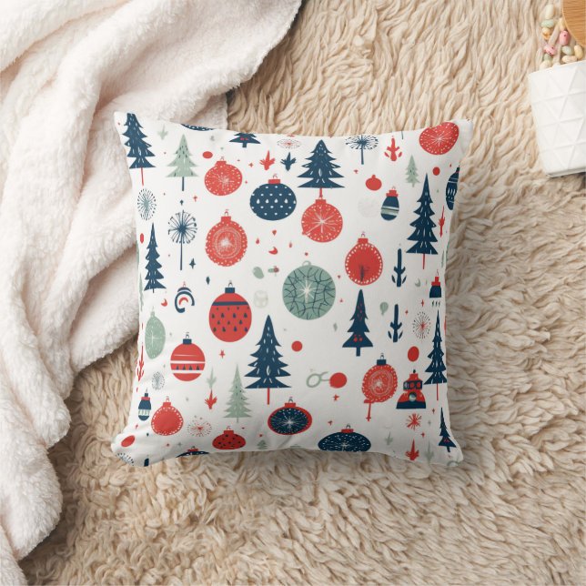 Merry Christmas Pattern | Festive Holiday Throw Pillow (Blanket)