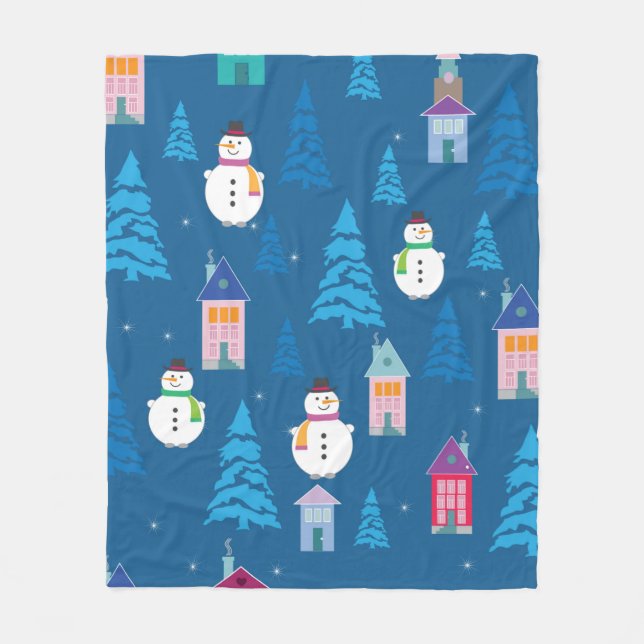 Merry Christmas Pattern Fleece Blanket (Front)