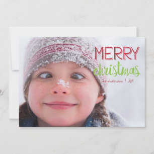 Merry Christmas Pattern Holiday Photo Card