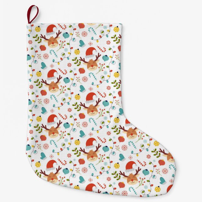 merry christmas pattern large christmas stocking (Front)