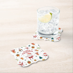 Merry Christmas Pattern Paper Coaster