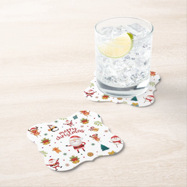 Merry Christmas Pattern Paper Coaster (Insitu)
