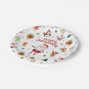 Merry Christmas Pattern Paper Plate