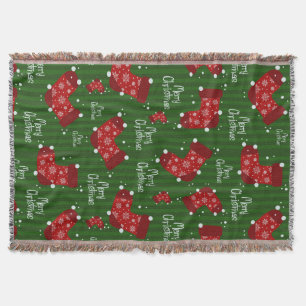 Merry Christmas Pattern Red White And Green Throw Blanket