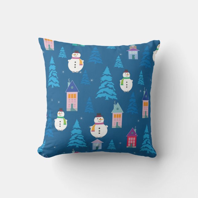 Merry Christmas Pattern Throw Pillow (Front)