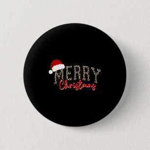 Merry Christmas Pattern Xmas Leopard Family Cute W 2 Inch Round Button