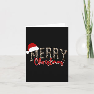 Merry Christmas Pattern Xmas Leopard Family Cute W Card