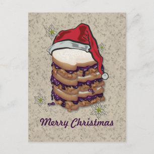 Merry Christmas Peanut Butter and Jelly Sandwiches Holiday Postcard