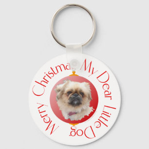 Merry Christmas Pekingese Keychain