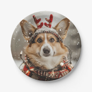 Merry Christmas Pembroke Welsh Corgi Dog Paper Plate