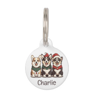 Merry Christmas Pembroke Welsh Corgi Dogs Pet Tag