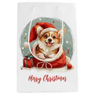 Merry Christmas Pembroke Welsh Corgi Puppy Medium Gift Bag