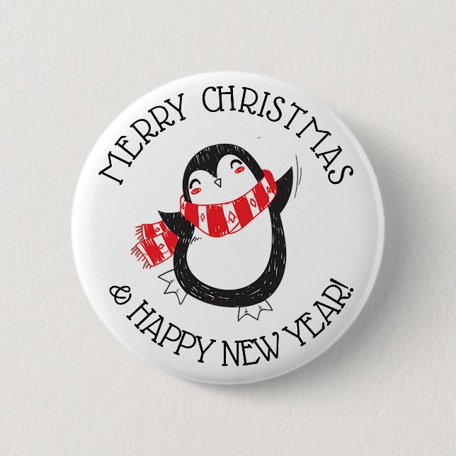 MERRY CHRISTMAS PENGUIN BUTTON (Front)