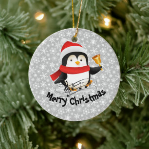 Merry Christmas penguin Ceramic Ornament