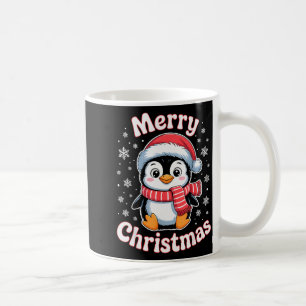 Merry Christmas Penguin Cute Santa Hat Snowflake H Coffee Mug