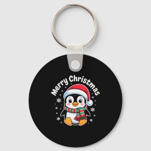Merry Christmas Penguin Cute Santa Hat Winter Holi Keychain