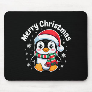 Merry Christmas Penguin Cute Santa Hat Winter Holi Mouse Pad